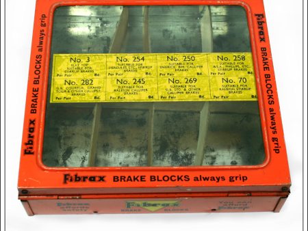 Fibrax Bicycle Brake Blocks Tin Plate Shop Display Container. Hot on Sale