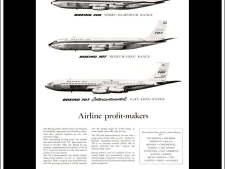 Boeing Family Of Jet Airliners. Original Vintage Advert From 1960. Sale