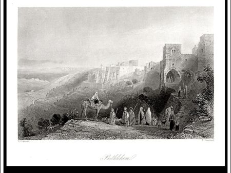 Bethlehem, Israel   Holy Land. Antique Print, Steel Engraving 1847. Supply