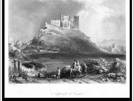 Approach To Cashel, Co. Tipperary, Ireland. Antique Print, Steel Engraving 1840. Discount