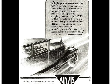 Alvis Cars. Original Vintage Advert From March 17th 1928. Online Sale