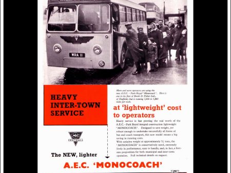 AEC Monocoach. Original Vintage Advert From March, 1955. For Discount