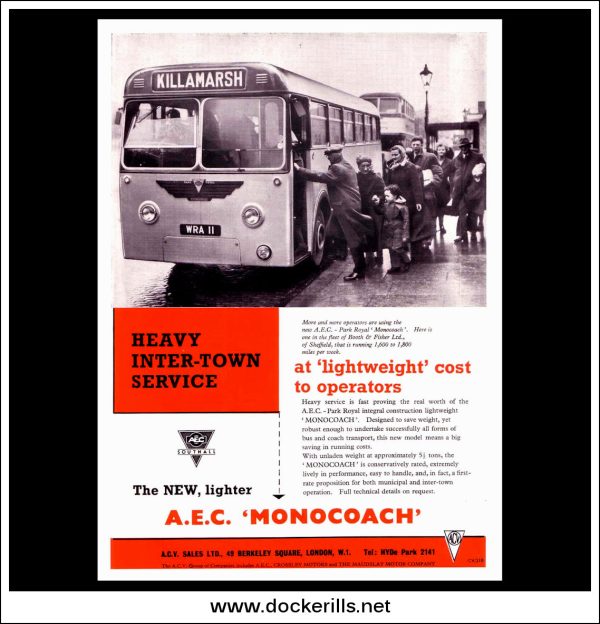 AEC Monocoach. Original Vintage Advert From March, 1955. For Discount