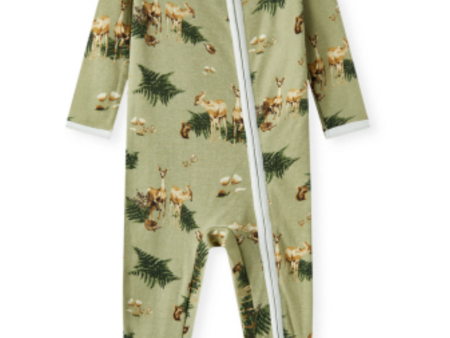 Organic Cotton Zipper Footed Romper - Forest Party Discount