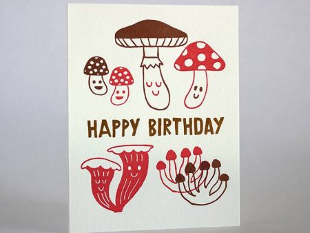 Birthday Mushrooms Letterpress Card For Cheap