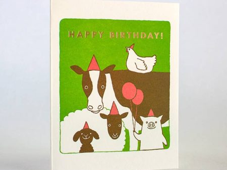 Farm Animals Letterpress Birthday Card Hot on Sale