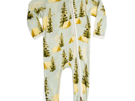 Bamboo Zipper Footed Romper - Camping Online Hot Sale