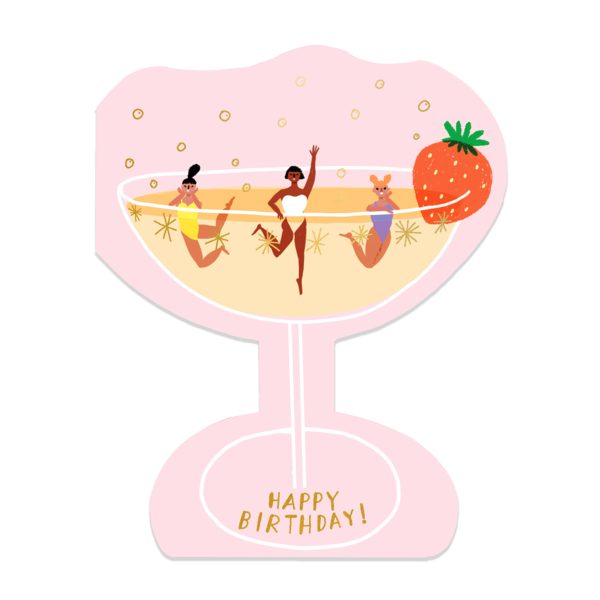 Champagne Glass Shaped Birthday Card Cheap