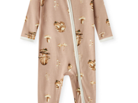 Organic Cotton Zipper Footed Romper - Mushroom Discount