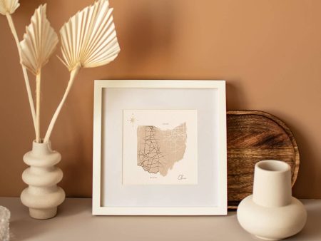 Map of Ohio Foil Mini Art Print Online Hot Sale