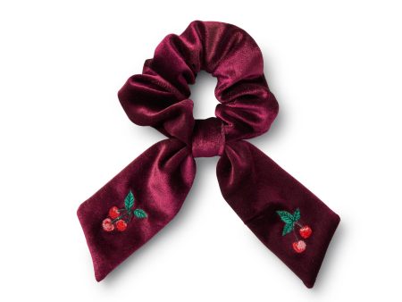 Cherries Embroidered Scrunchie Hot on Sale