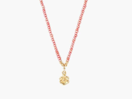 Pink Pearl Beaded Flower Necklace Discount