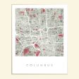 Columbus, Ohio Watercolor Map Art Print Sale