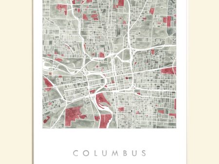 Columbus, Ohio Watercolor Map Art Print Sale