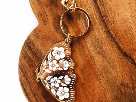 Hard Enamel Floral Moth Keychain For Discount