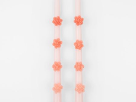 Pink Flower Taper Candles- Set of 2 Online Sale