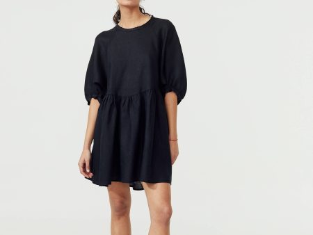 Organic Linen Black Alcala Dress Sale