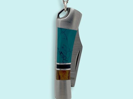 Turquoise and Wood Knife Necklace For Discount