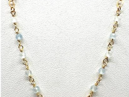 Aquamarine and Aqua Chalcedony Chain Necklace Discount