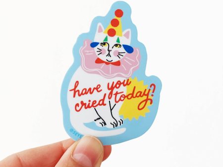 Have You Cried Today? Crying Clown Cat Vinyl Diecut Sticker Cheap