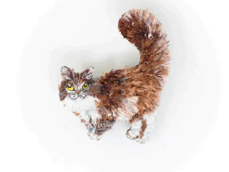 Fluffy Cat Brooch Pin Online now